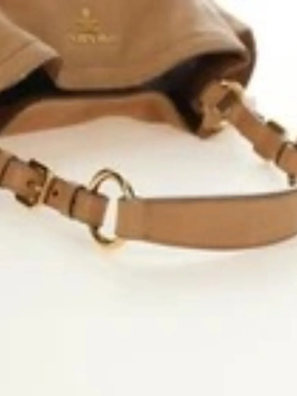 PRADA Shoulder Bag Leather Beige Gold Auth